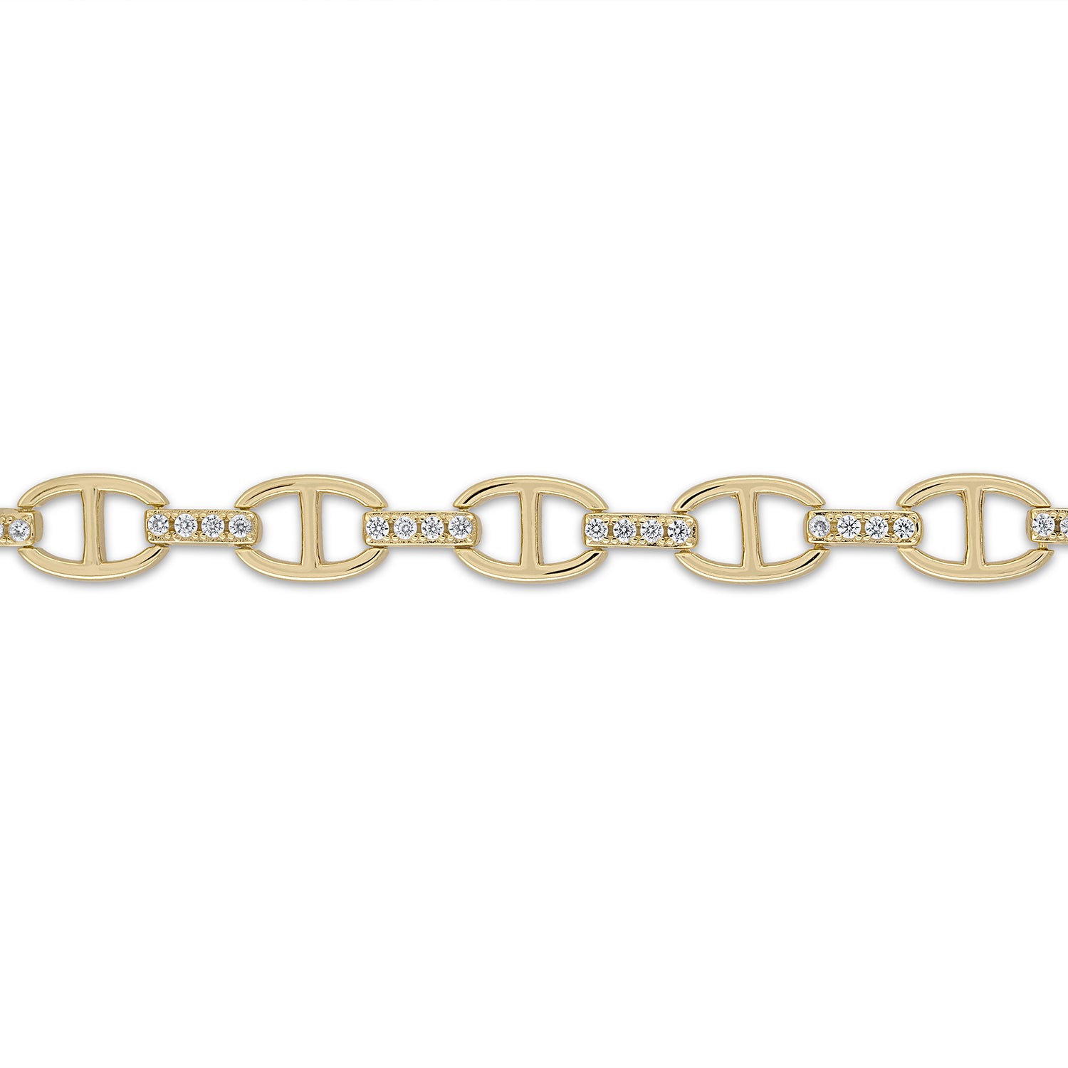 14k Vermeil Pave' CZ Anchor Link Chain Bracelet – EMILY VOLASKI