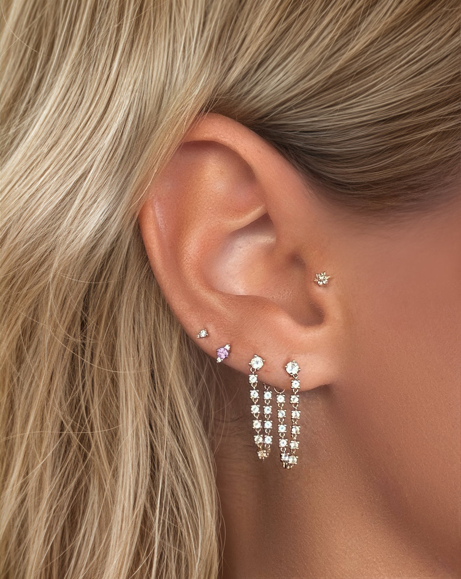 Fine Diamond Flower Tragus or Cartilage Flat Back Stud Earring