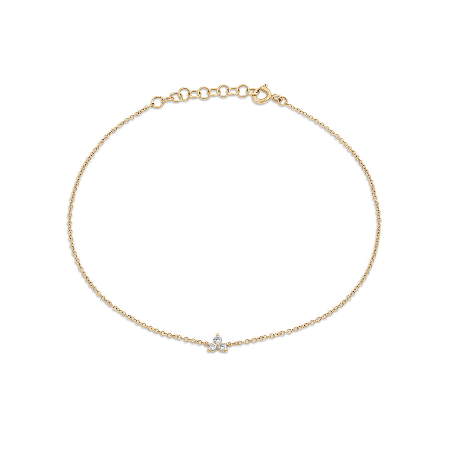 Fine Dainty Diamond Flower Cluster Charm Anklet