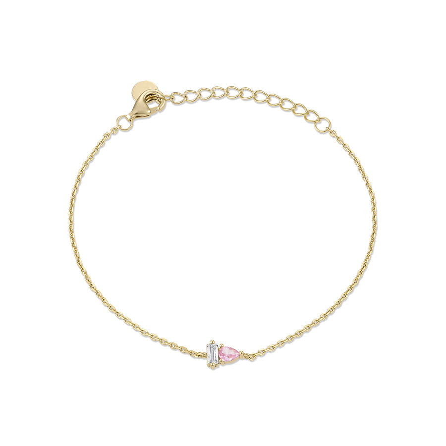 Vermeil Ballerina Pink Teardrop & Baguette CZ Bracelet