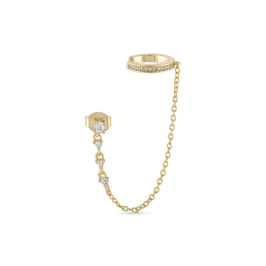 Vermeil Multi Way Wear Drop Dangle Chain Stud Earring with Reversible Cuff