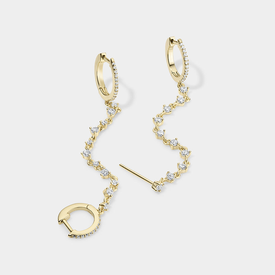 Vermeil Huggie and Stud Dangle Chain Earring