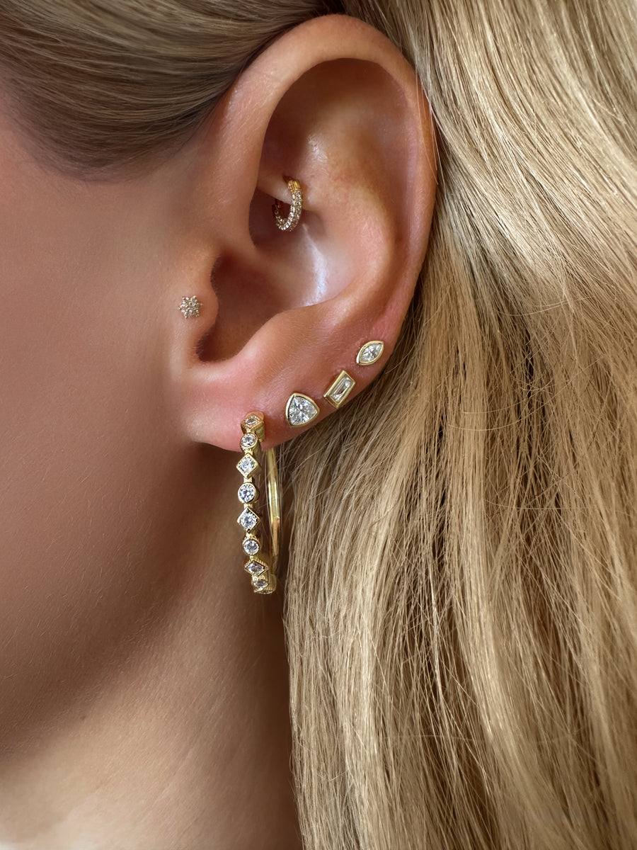 Vermeil Bezel Trillion Cut CZ Diamond Studs
