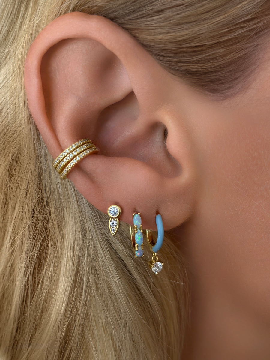 Sterling Silver Pavé CZ Diamond Petal Studs