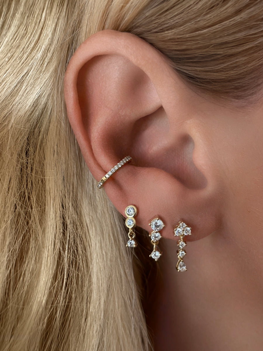 Vermeil cz Flower Diamond Dangle Stud Earring