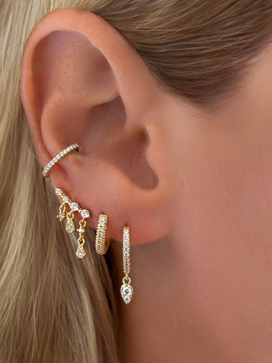 Sterling Silver Waterfall Dangle Drop Chain Stud Earrings
