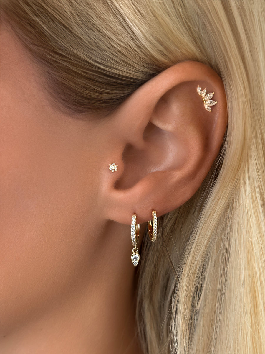 Vermeil Marquise Petal Flat Back Earring