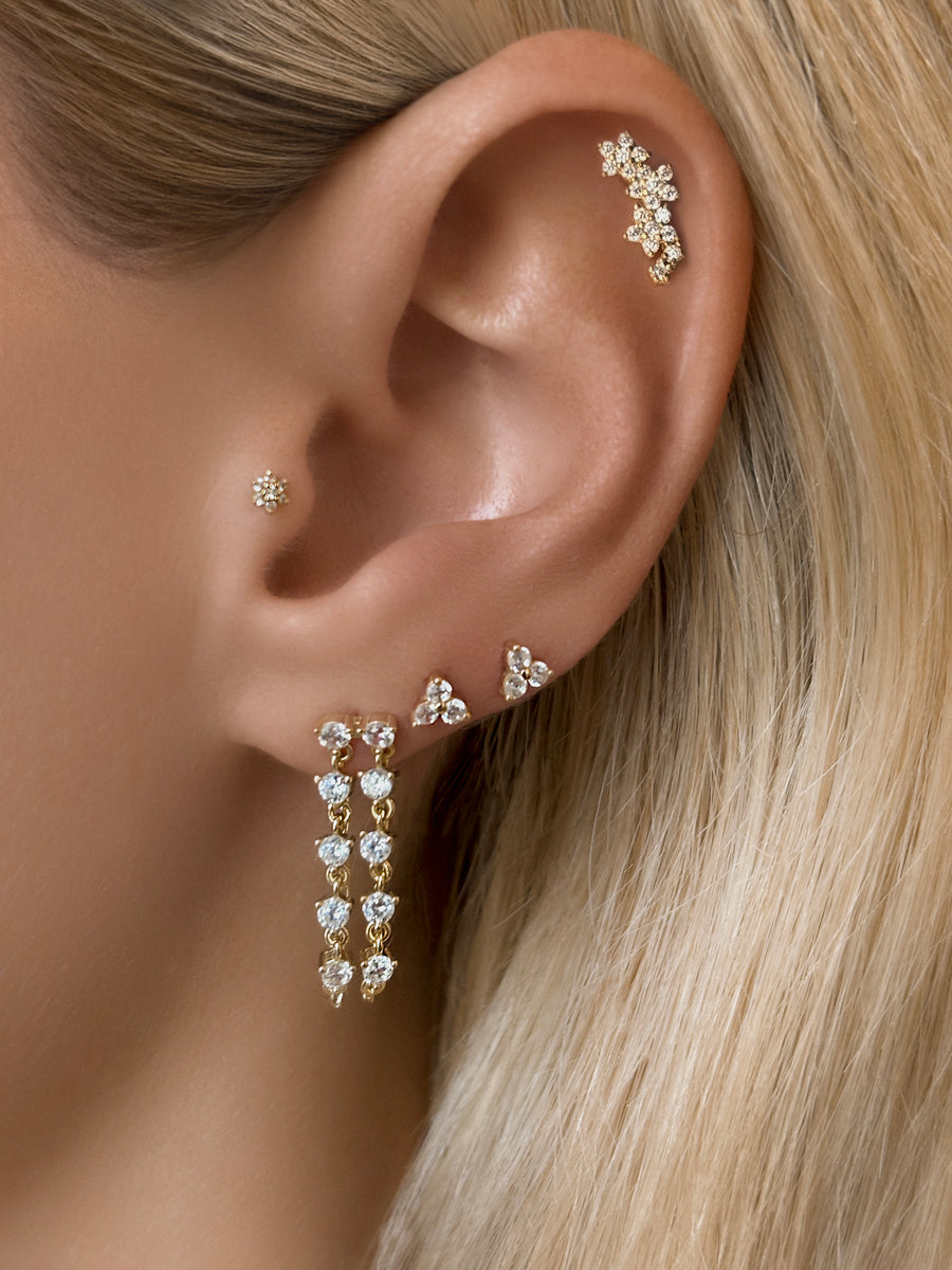 Vermeil Celeste Star Climber Flat Back Earring