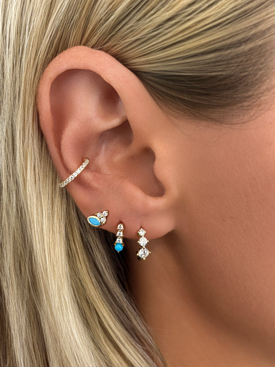Vermeil Turquoise & CZ Drop Stud Earrings
