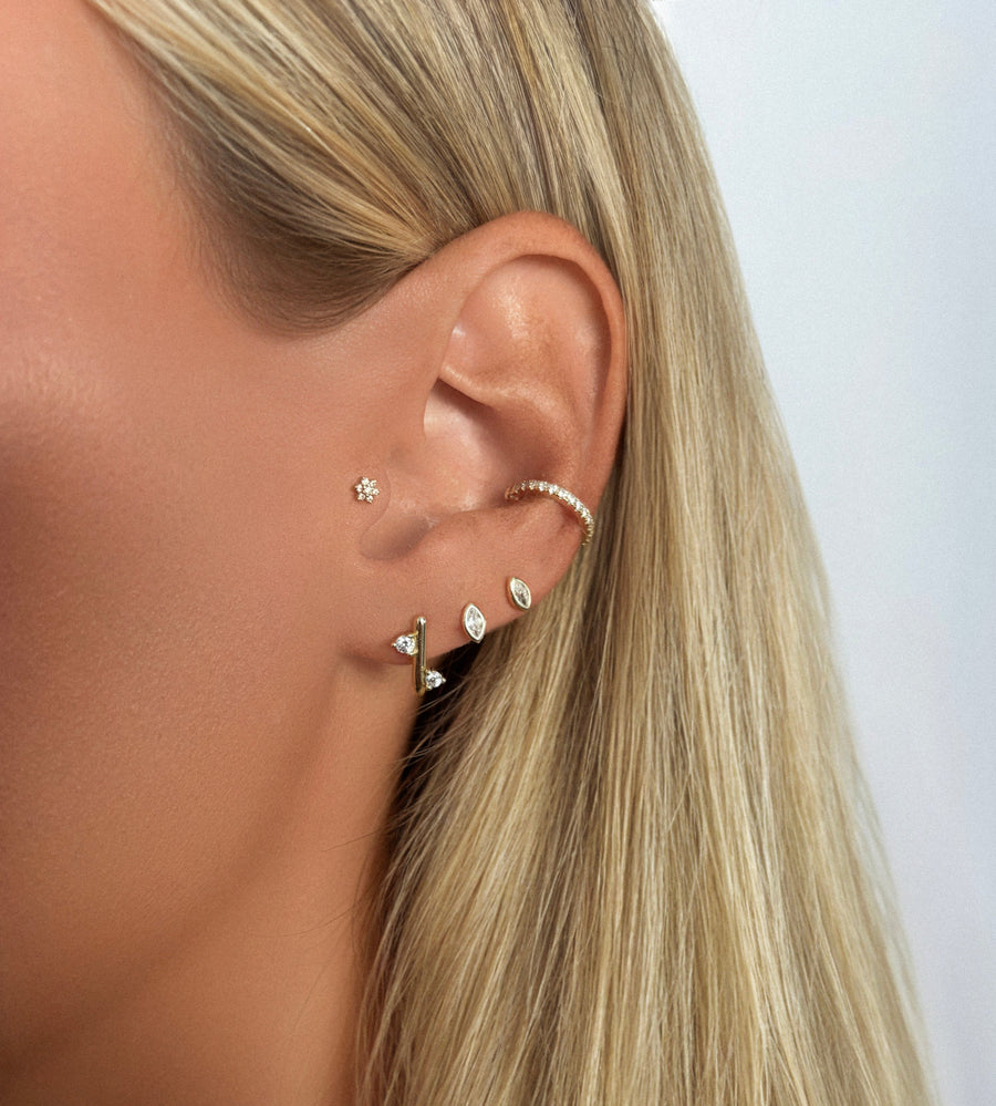 14k Vermeil J Curved Stud Earrings