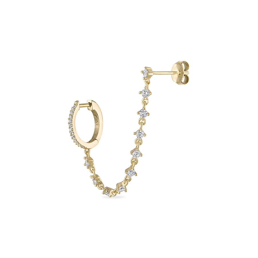 Vermeil Huggie and Stud Dangle Chain Earring