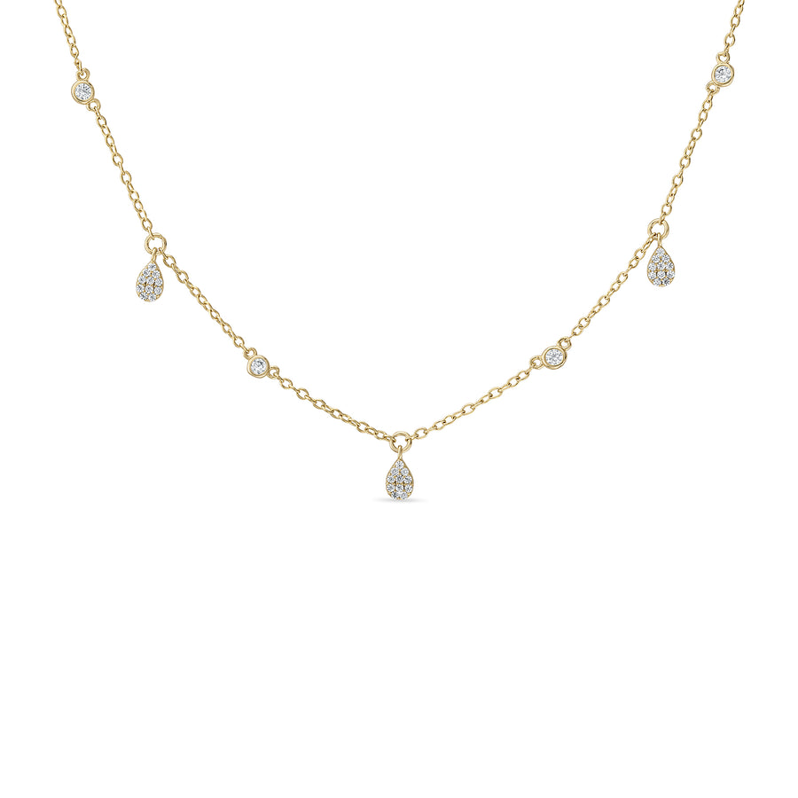 14k Gold Vermeil Bezel & Pave' Dangle Teardrop Necklace