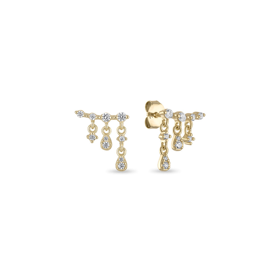 Sterling Silver Waterfall Dangle Drop Chain Stud Earrings
