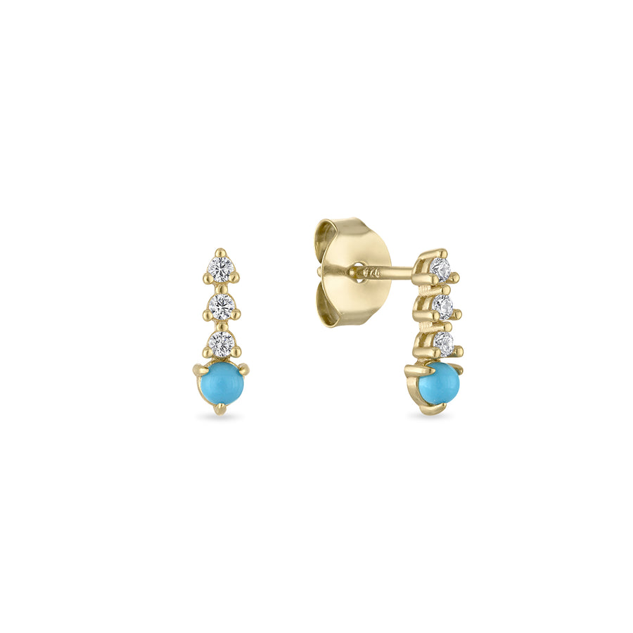 Vermeil Turquoise & CZ Drop Stud Earrings