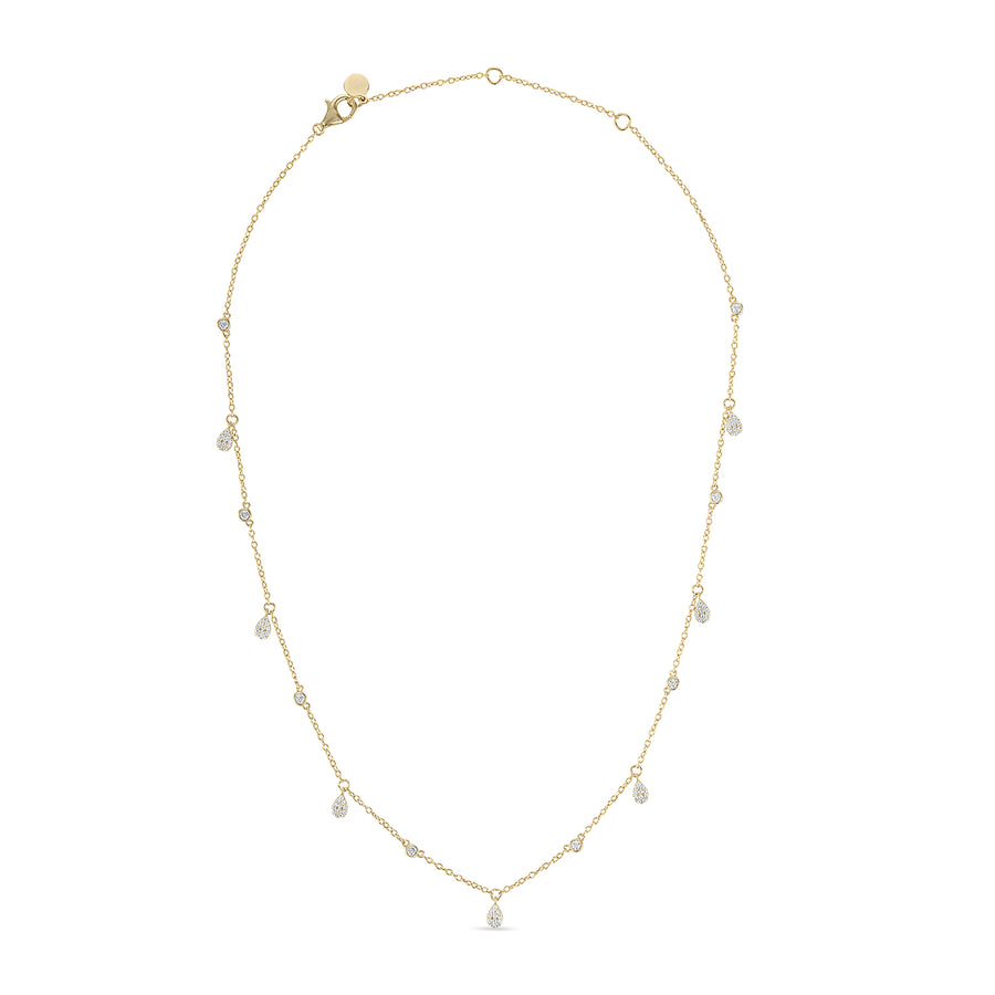 14k Gold Vermeil Bezel & Pave' Dangle Teardrop Necklace