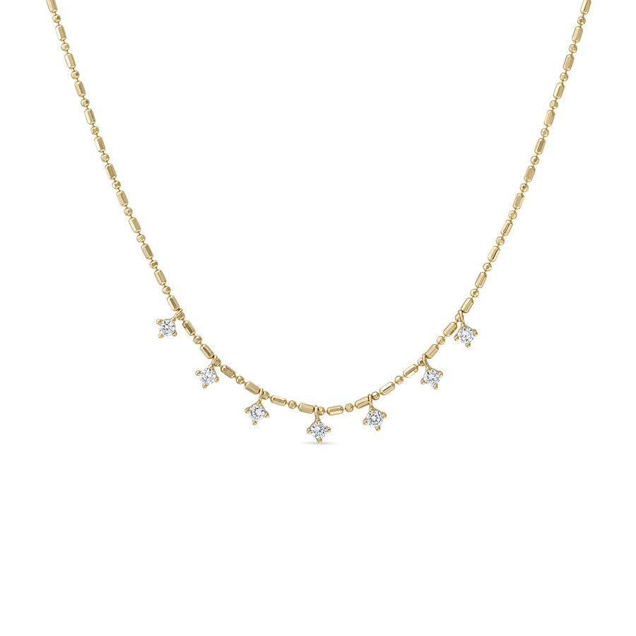 14k Gold Vermeil Layering Dangle CZ on Beaded  Chain