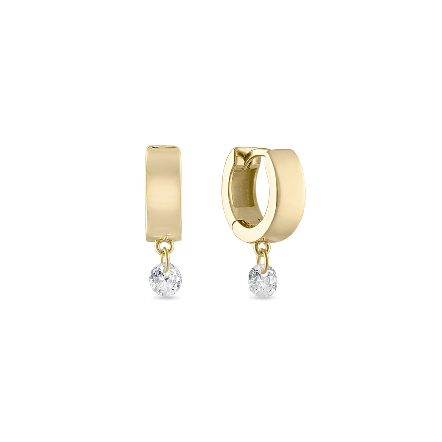 Vermeil Pierced Dangle CZ Diamond Wide Huggies