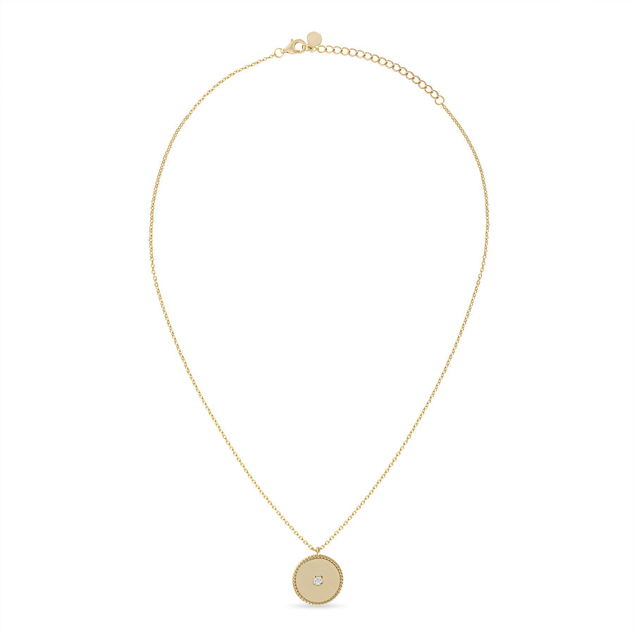 Vermeil Radiant Disc Pendant Necklace with CZ Diamond