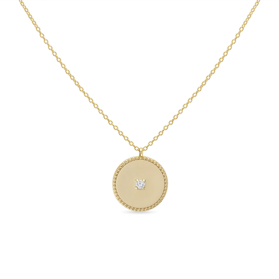 Vermeil Radiant Disc Pendant Necklace with CZ Diamond