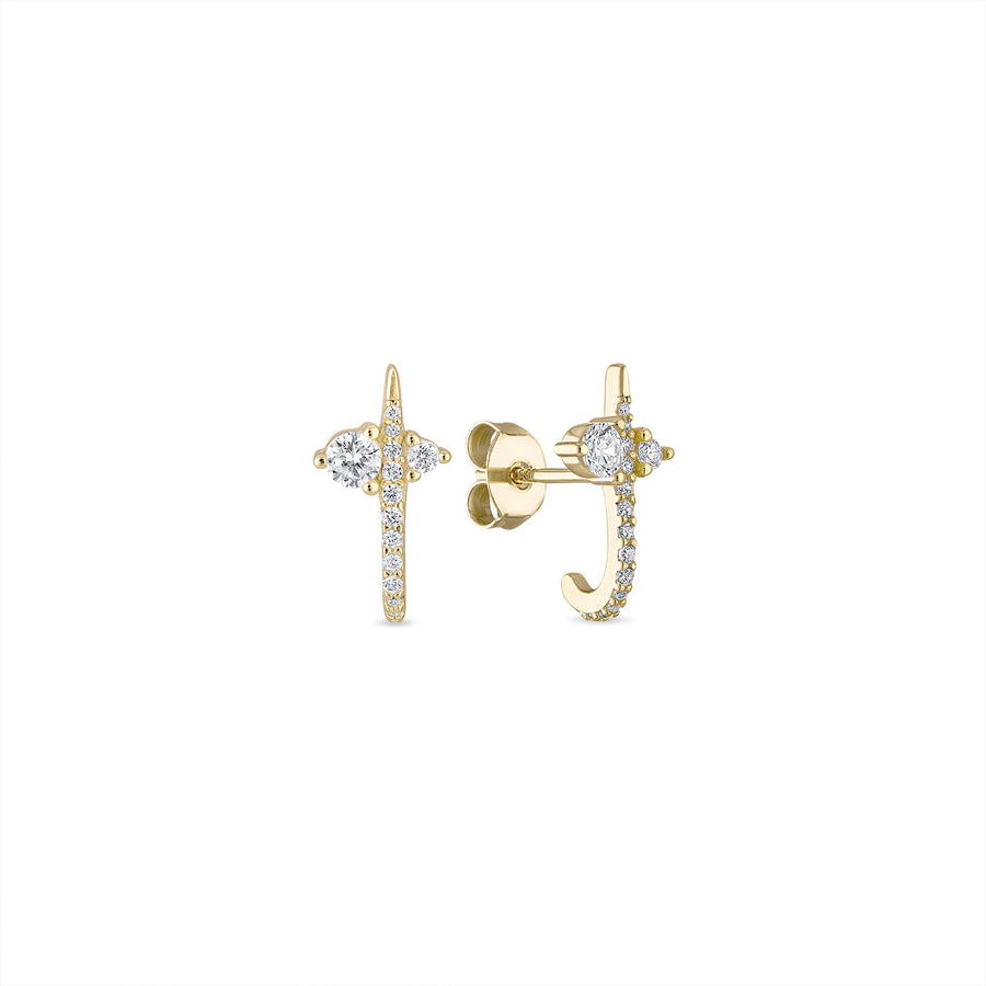 Sterling Silver Radiance Curve Pave' Diamond CZ Stud Earrings
