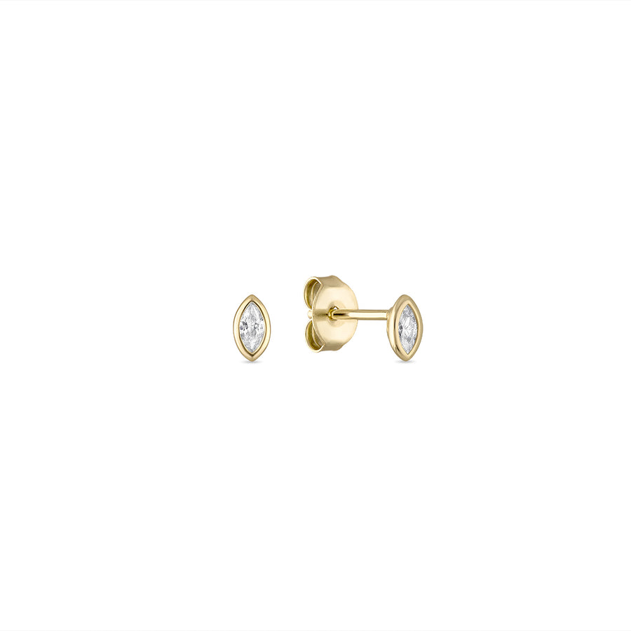 Vermeil Bezel Set CZ Diamond Marquise Studs