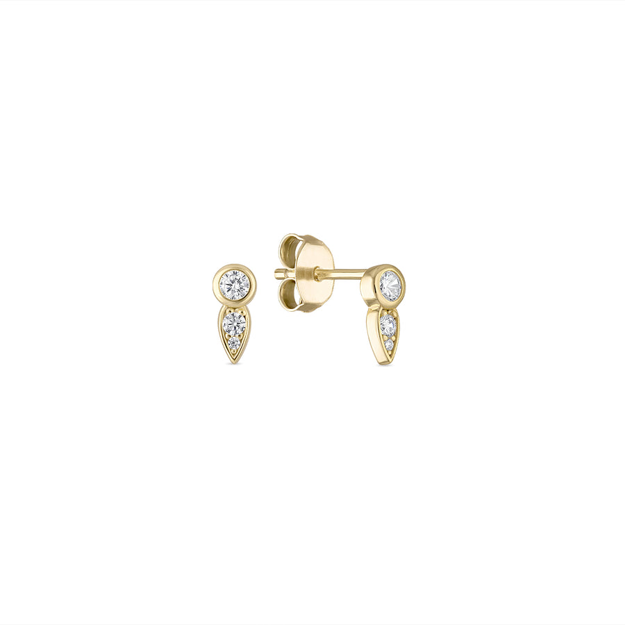 Sterling Silver Pavé CZ Diamond Petal Studs