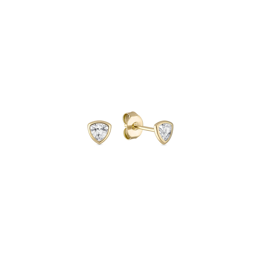 Vermeil Bezel Trillion Cut CZ Diamond Studs