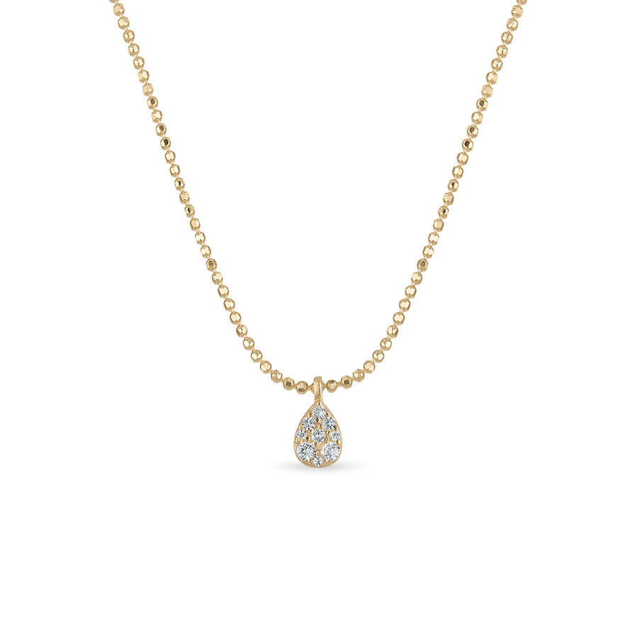 Vermeil Diamond-Cut Chain with Genuine White Sapphire Teardrop