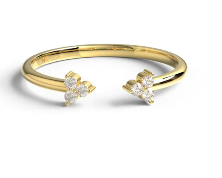 Fine Cluster Diamond Open Stacking Ring