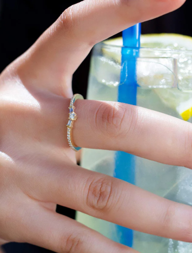 Fine Diamond Baguette Stacking Ring