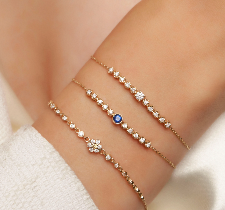 Fine Diamond and Sapphire Bolo Bracelet