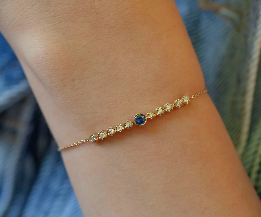 Fine Diamond and Sapphire Bolo Bracelet
