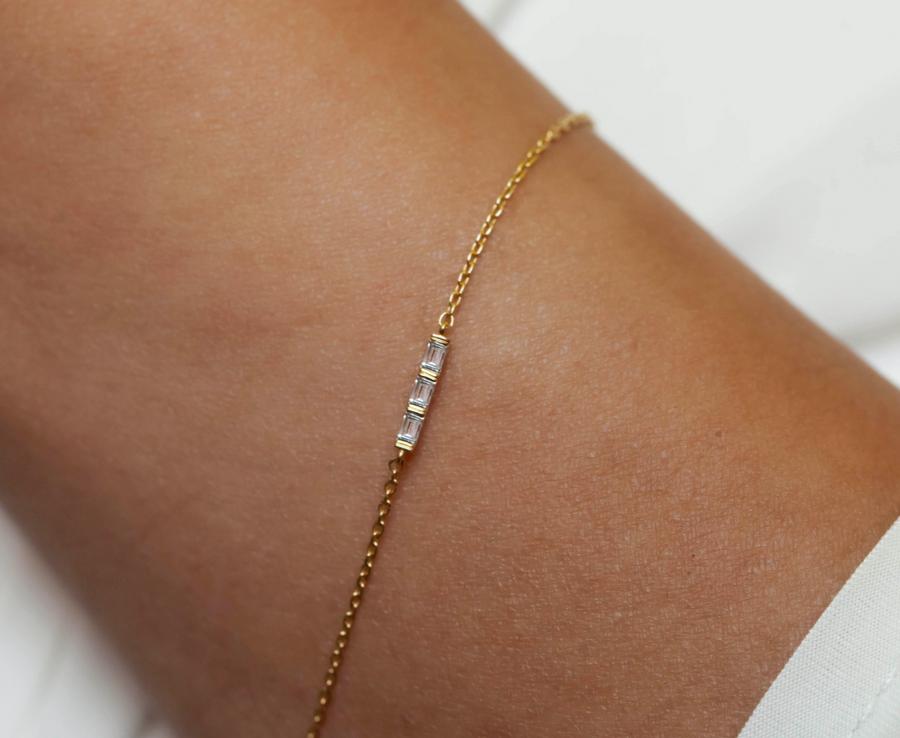 Fine Baguette Diamond Dainty Bracelet