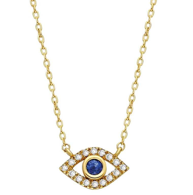 Fine Diamond & Sapphire Evil Eye Necklace