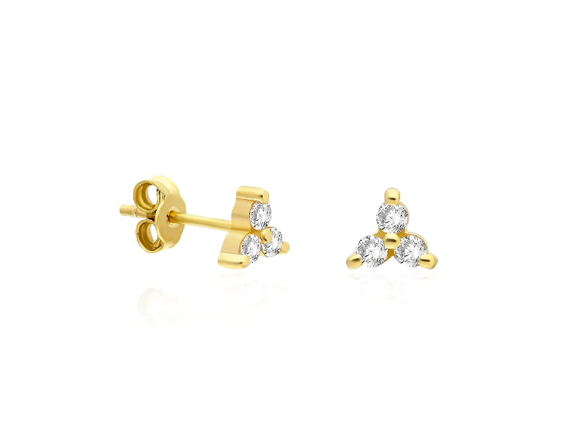 Fine Flower Trio Diamond Studs Earrings