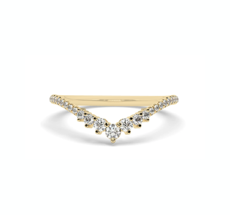 Fine Curved Diamond Chevron  Band