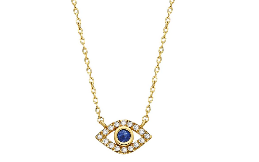 Fine Diamond & Sapphire Evil Eye Necklace