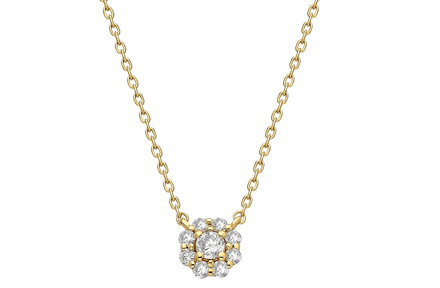 Fine Diamond Halo Flower Necklace