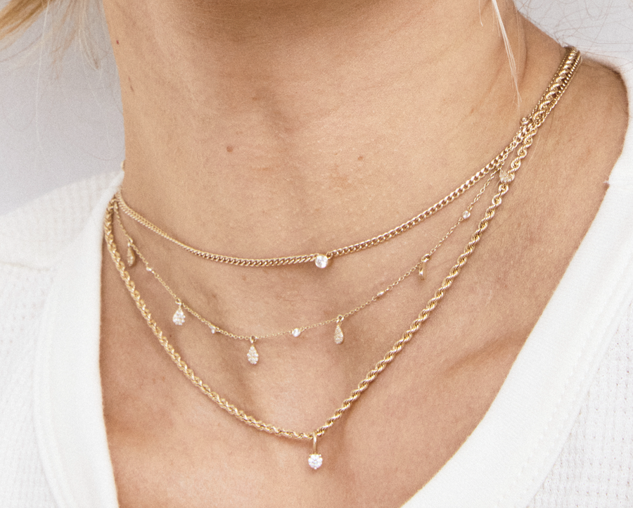Fine Diamond Pendant on Rope Chain