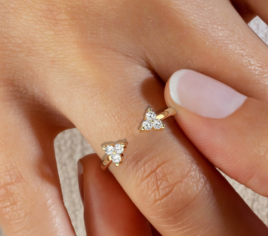 Fine Cluster Diamond Open Stacking Ring