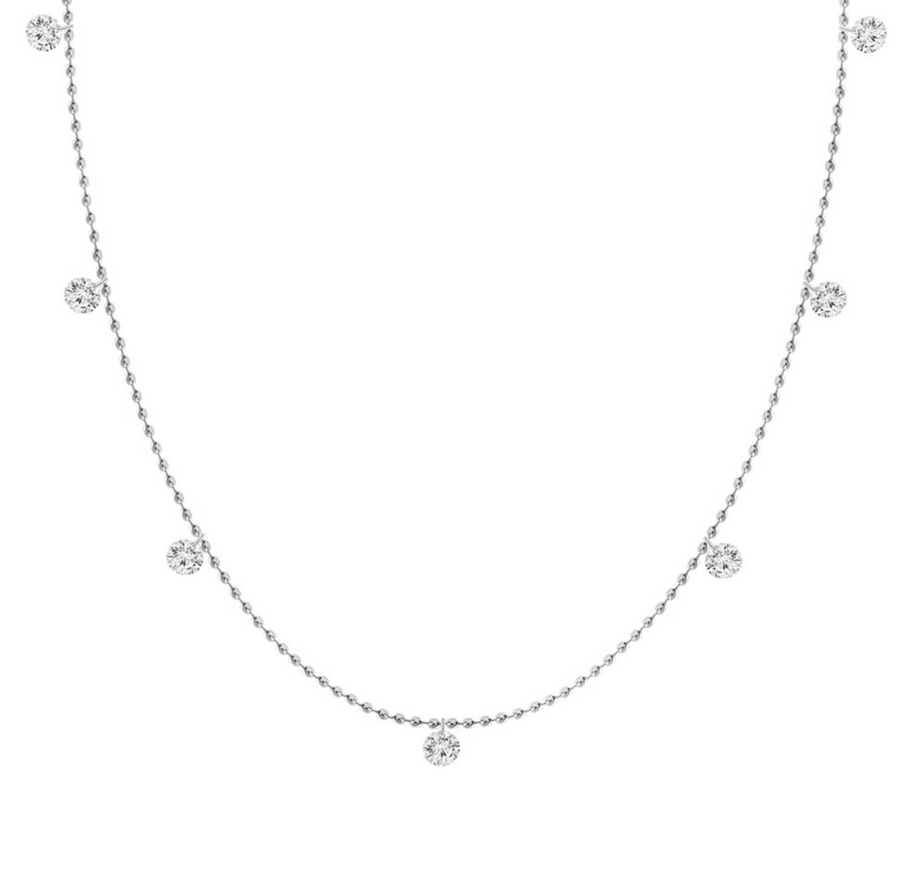 Fine Pierced Diamond Dangle Necklace