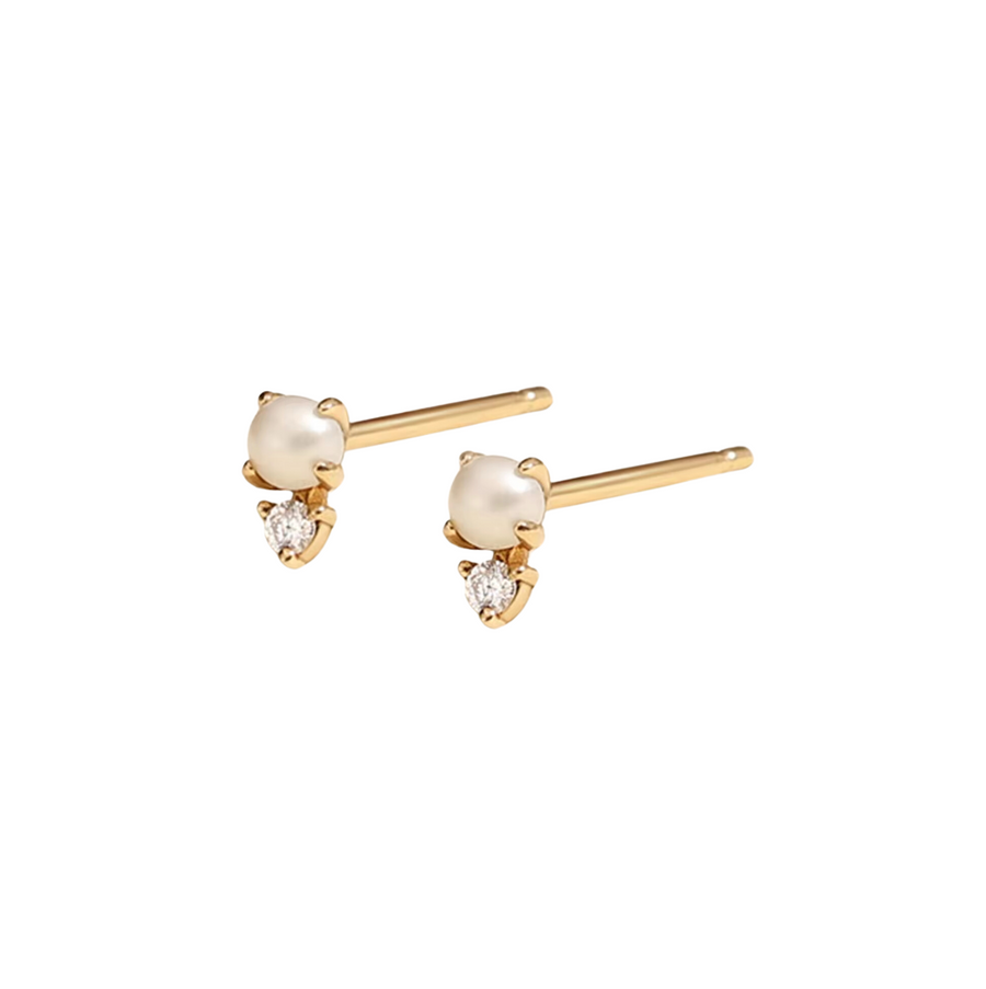Fine Diamond & Pearl Mini Stud Earring