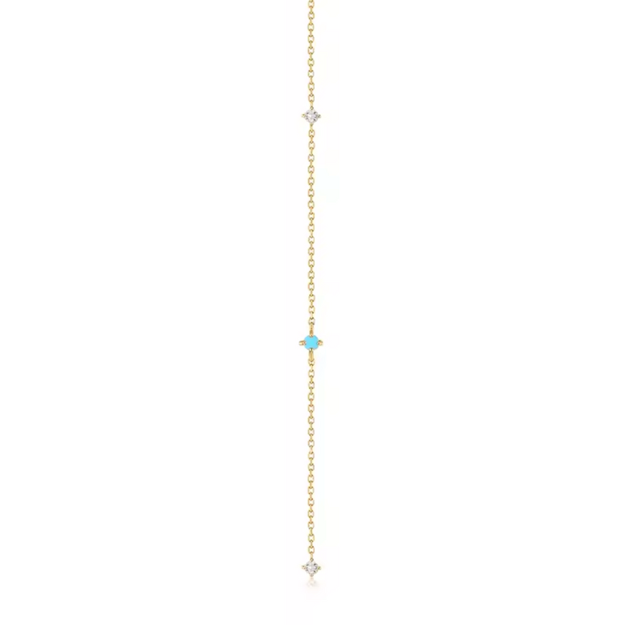 Fine White Topaz & Turquoise Lariat Necklace