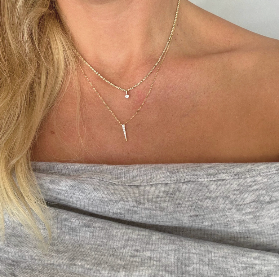 Vermeil Rope Chain Necklace Genuine White Sapphire Charm