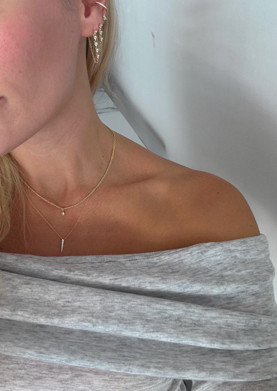 Vermeil Rope Chain Necklace Genuine White Sapphire Charm