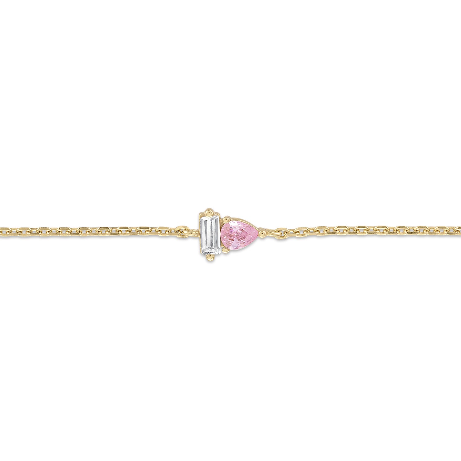 14k Vermeil Ballerina Pink & White CZ Duo Bracelet