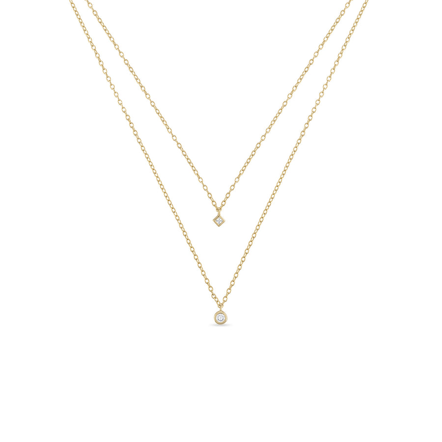 Vermeil CZ Stone Double Strand Layered Necklace