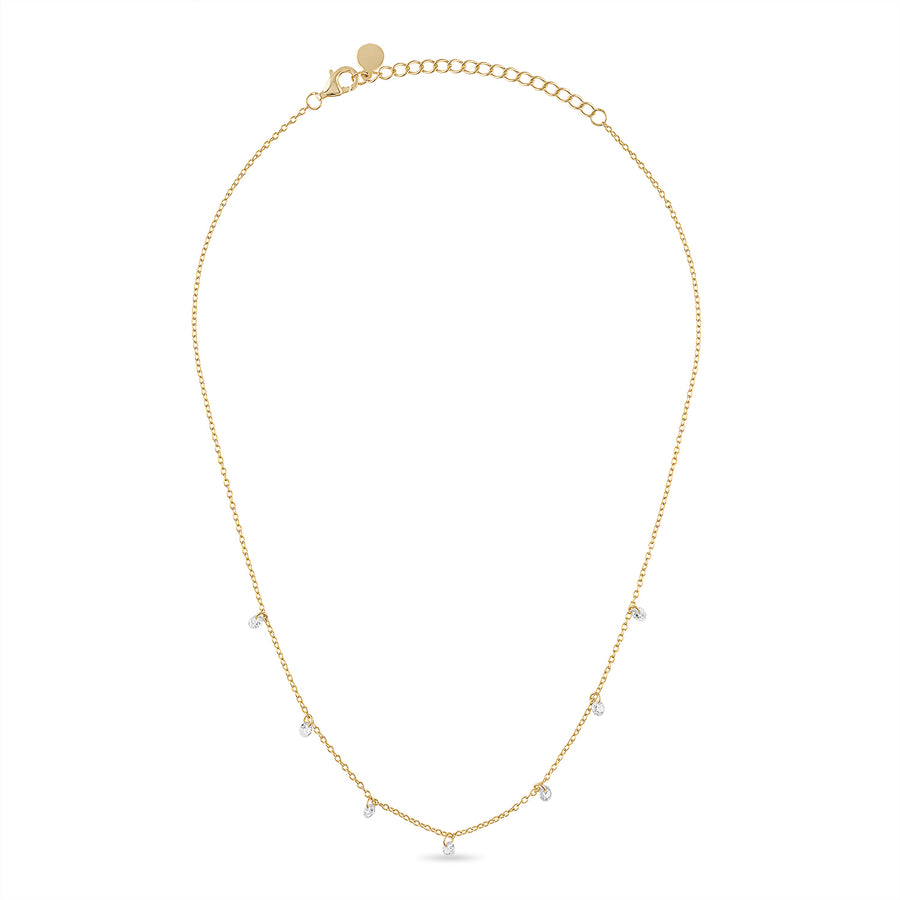Vermeil Pierced Dangle CZ Diamond Necklace