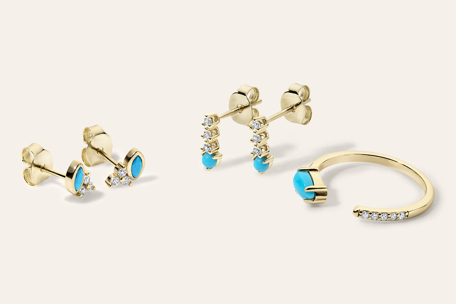 Vermeil Tropical Breeze Turquoise & CZ Open Wrap Ring