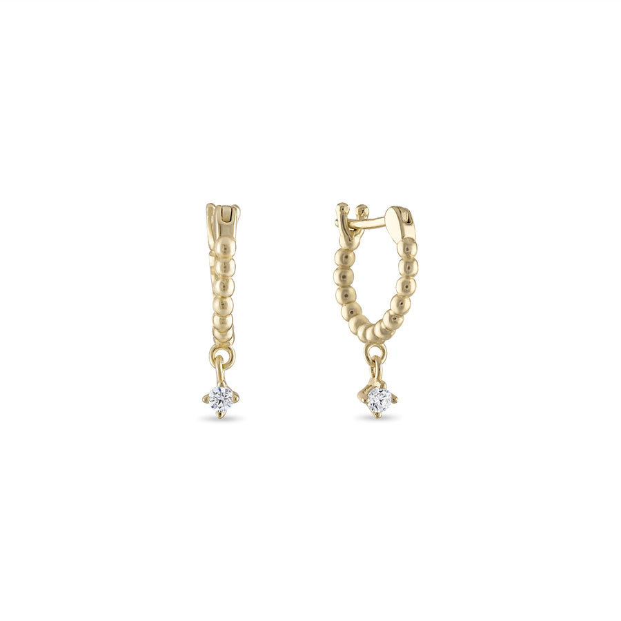Vermeil Beaded Dangle Drop Huggie Earrings